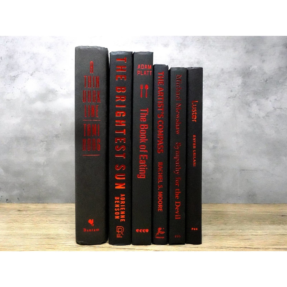 Goth decor, black & red decorative books for home decor, staging and props